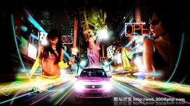 发一款国外最新动感线条汽车插画