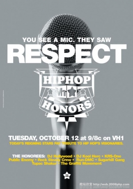 国外超酷黑白效果音响话筒效果平面广告